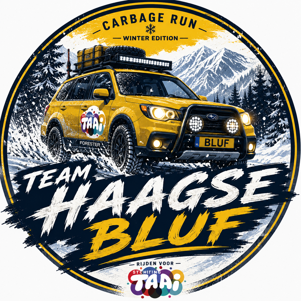 Team Haagse Bluf — Carbage Run Winter Edition, Rijden voor Stichting TAAI